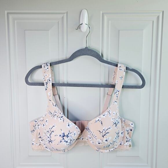 Lucky Brand Pale Pink Floral Lightly Padded Bra Size 42C Under Wire Adjustable - Picture 1 of 7